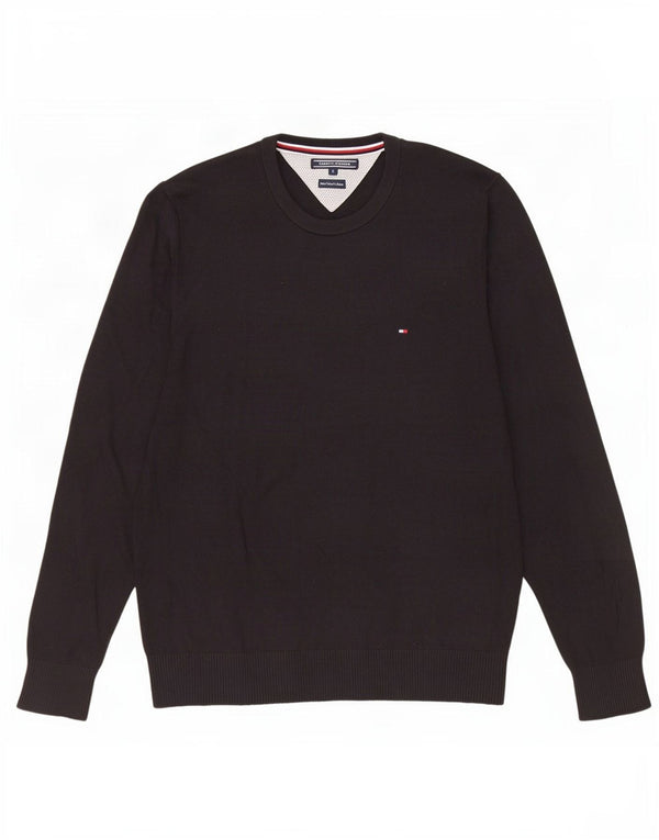 Suéter masculino Tommy Hilfiger com gola redonda, grande algodão preto