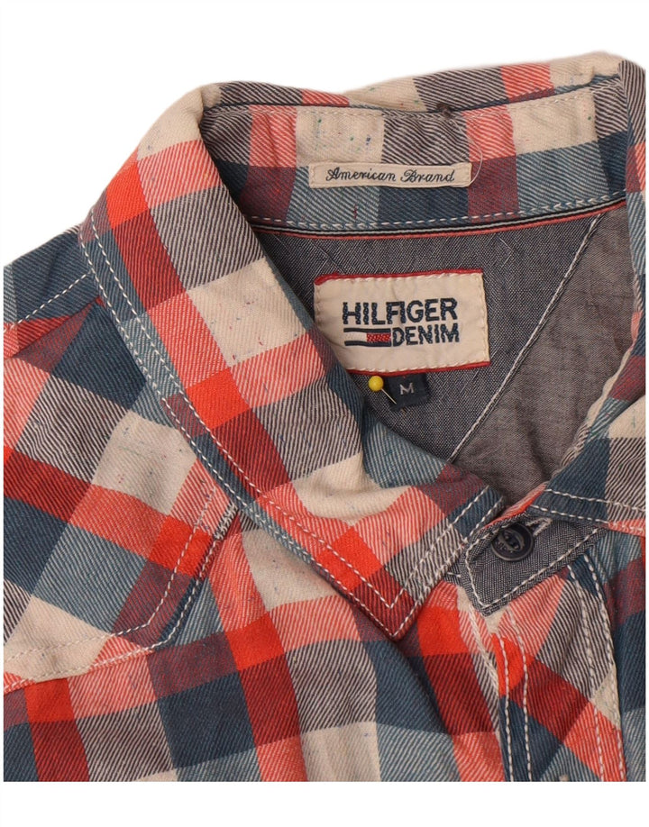 Camisa masculina Tommy Hilfiger média xadrez multicolorida de algodão