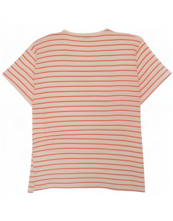 Camiseta feminina C&A UK 16 grande algodão listrado branco