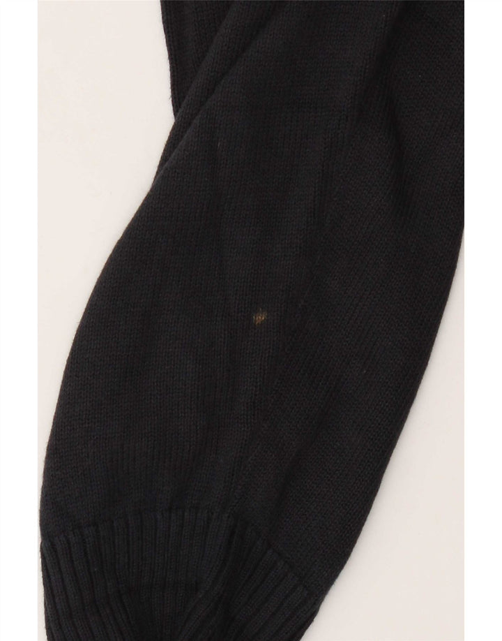 Suéter masculino Marks & Spencer com zíper e gola alta de algodão azul marinho médio