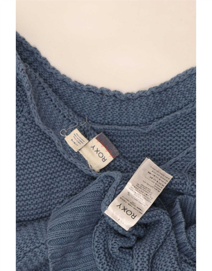 Suéter feminino Roxy superdimensionado com decote em V Reino Unido 16 grande algodão azul