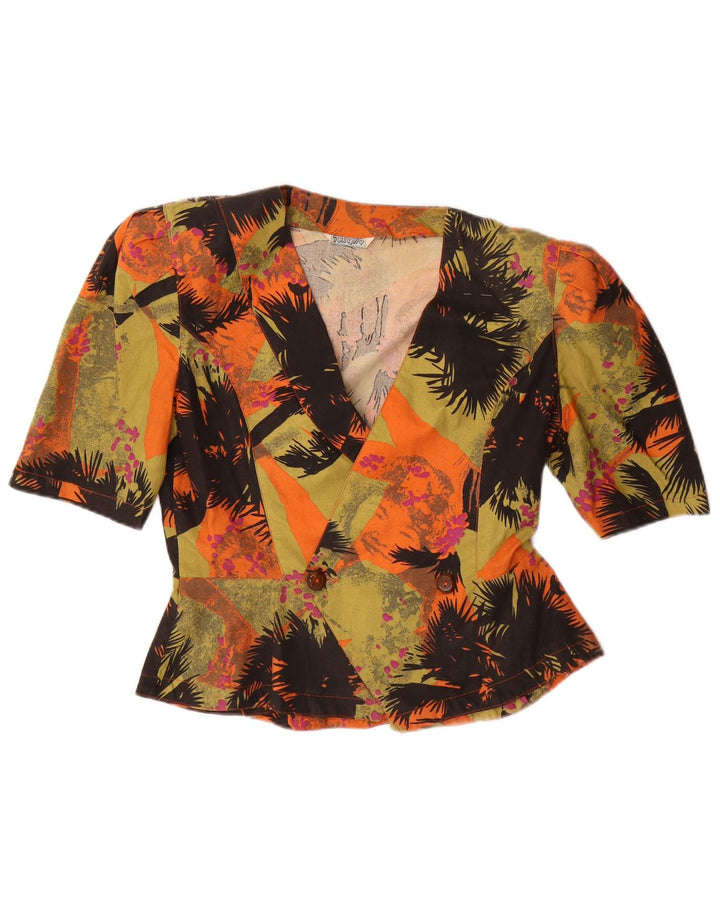 Blusa feminina VINTAGE com estampa abstrata UK 14 média multicolorida