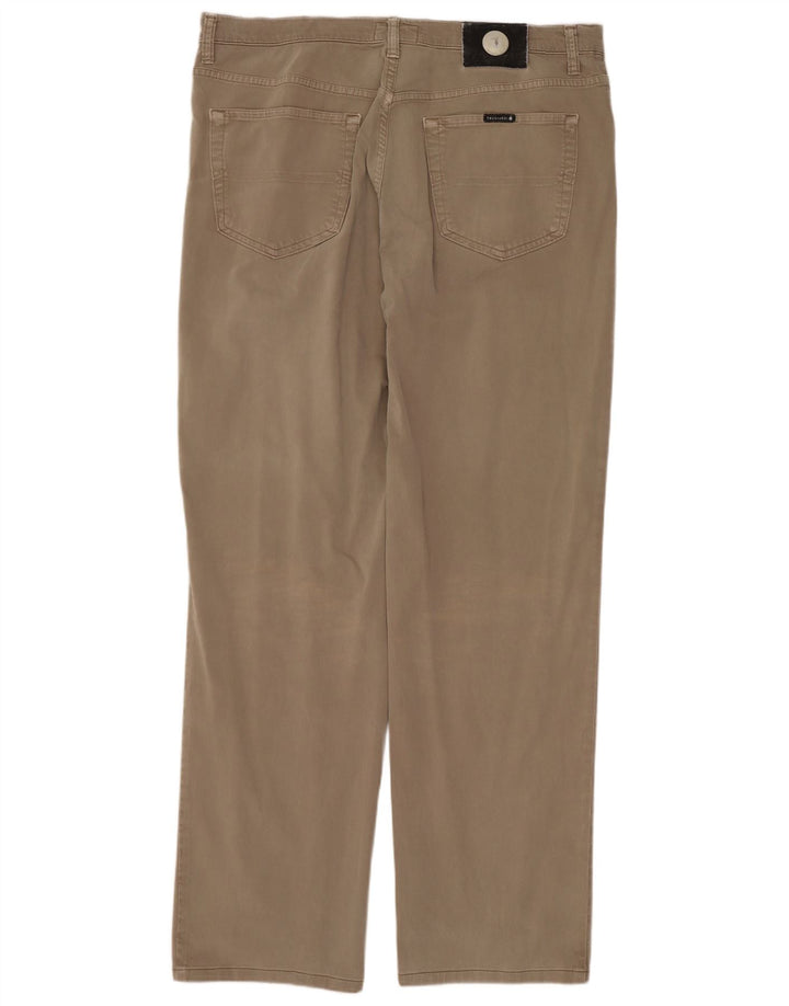 Trussardi Calça masculina reta casual W38 L32 algodão bege