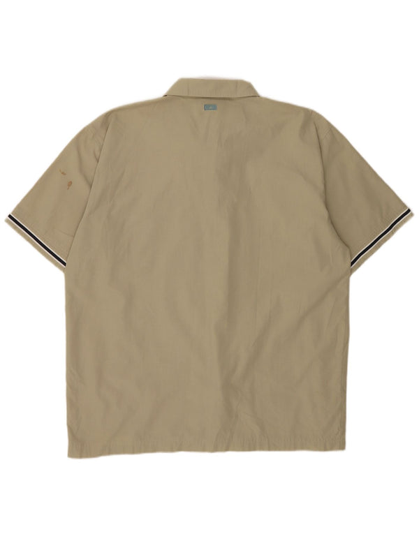 Camisa masculina de manga curta Adidas UK 44/46 grande poliéster cáqui