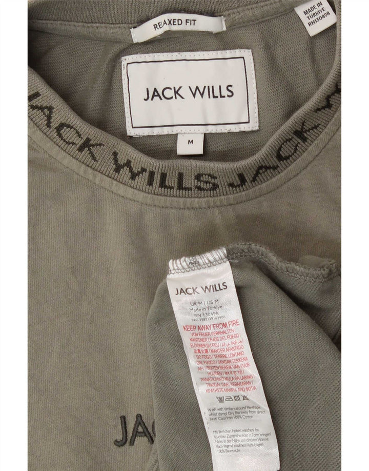 Camiseta masculina Jack Wills com ajuste relaxado, algodão cáqui médio