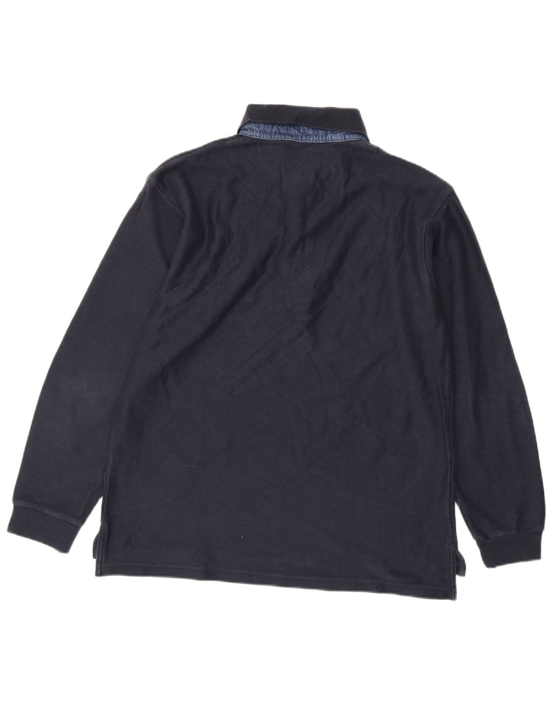 Camisa polo masculina Slam de manga comprida grande algodão azul marinho