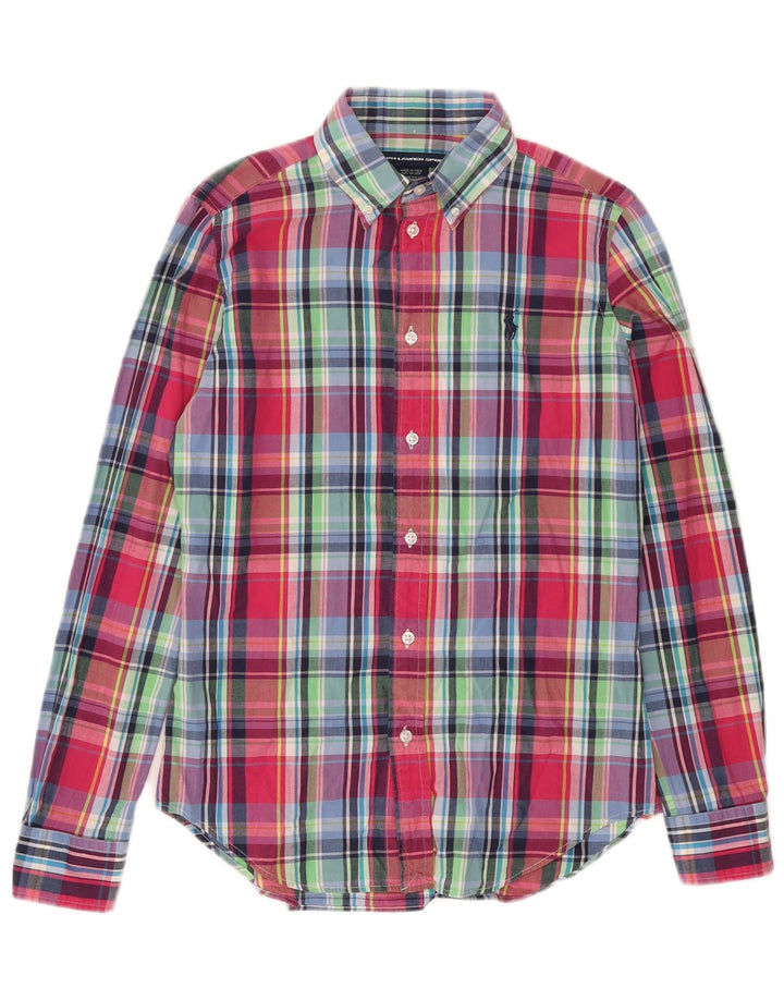 Camisa feminina Ralph Lauren EUA 8 médio algodão xadrez multicolorido