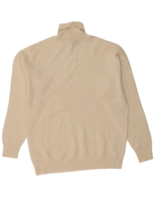 Suéter masculino vintage com gola redonda XL em lã branca