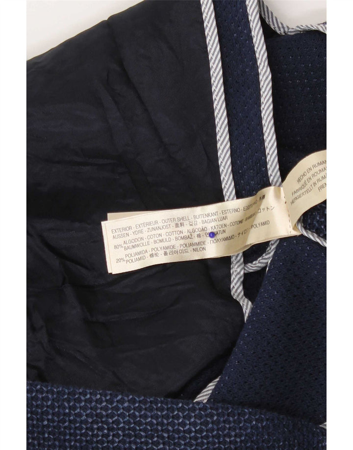 Jaqueta blazer feminina Massimo Dutti com 1 botão EU 36 XS azul marinho algodão