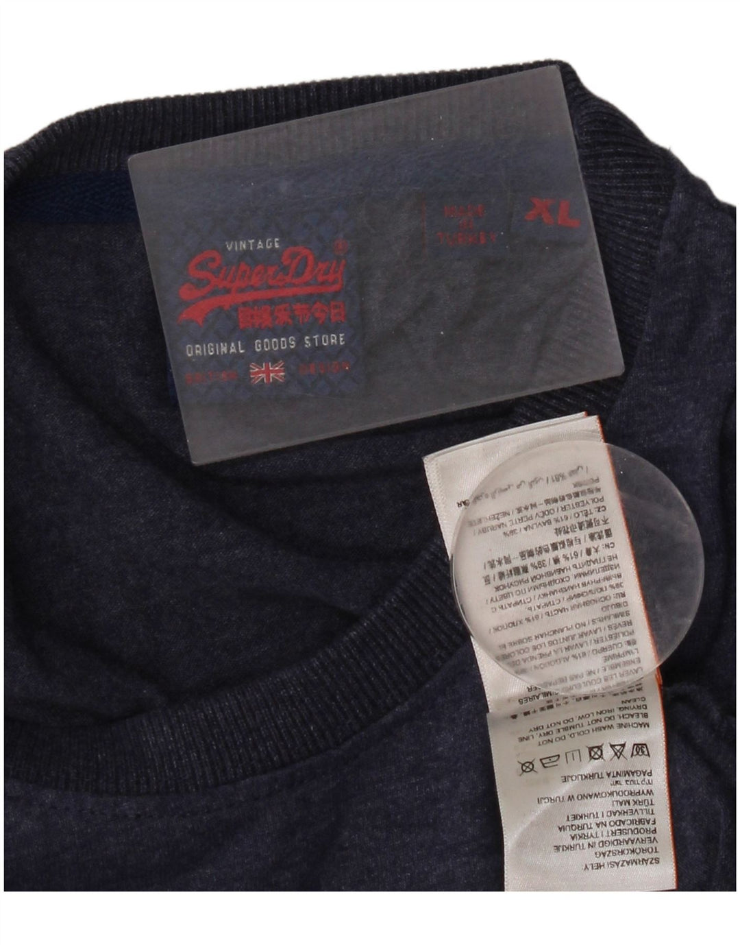 Camiseta gráfica masculina Superdry Top XL algodão azul marinho