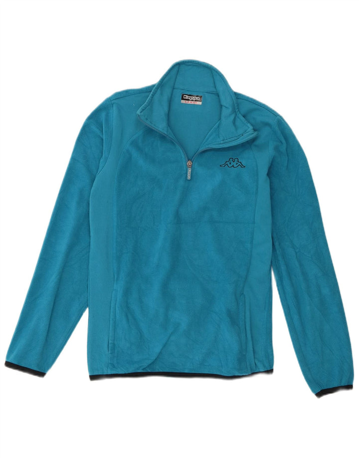 Suéter de lã feminino Kappa com zíper e gola UK 14 grande azul