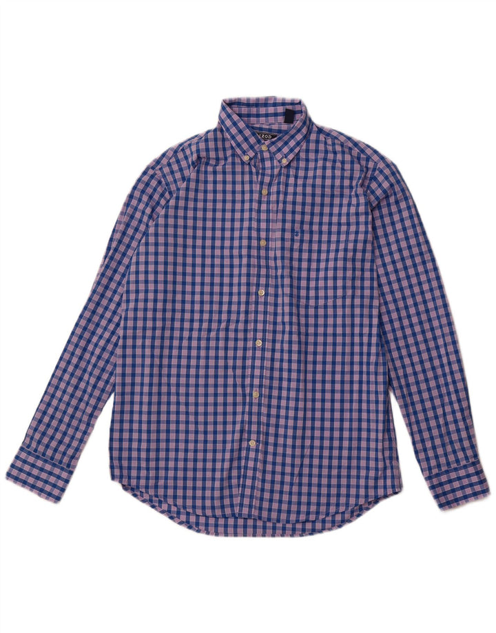 Camisa masculina IZOD poliéster xadrez azul médio