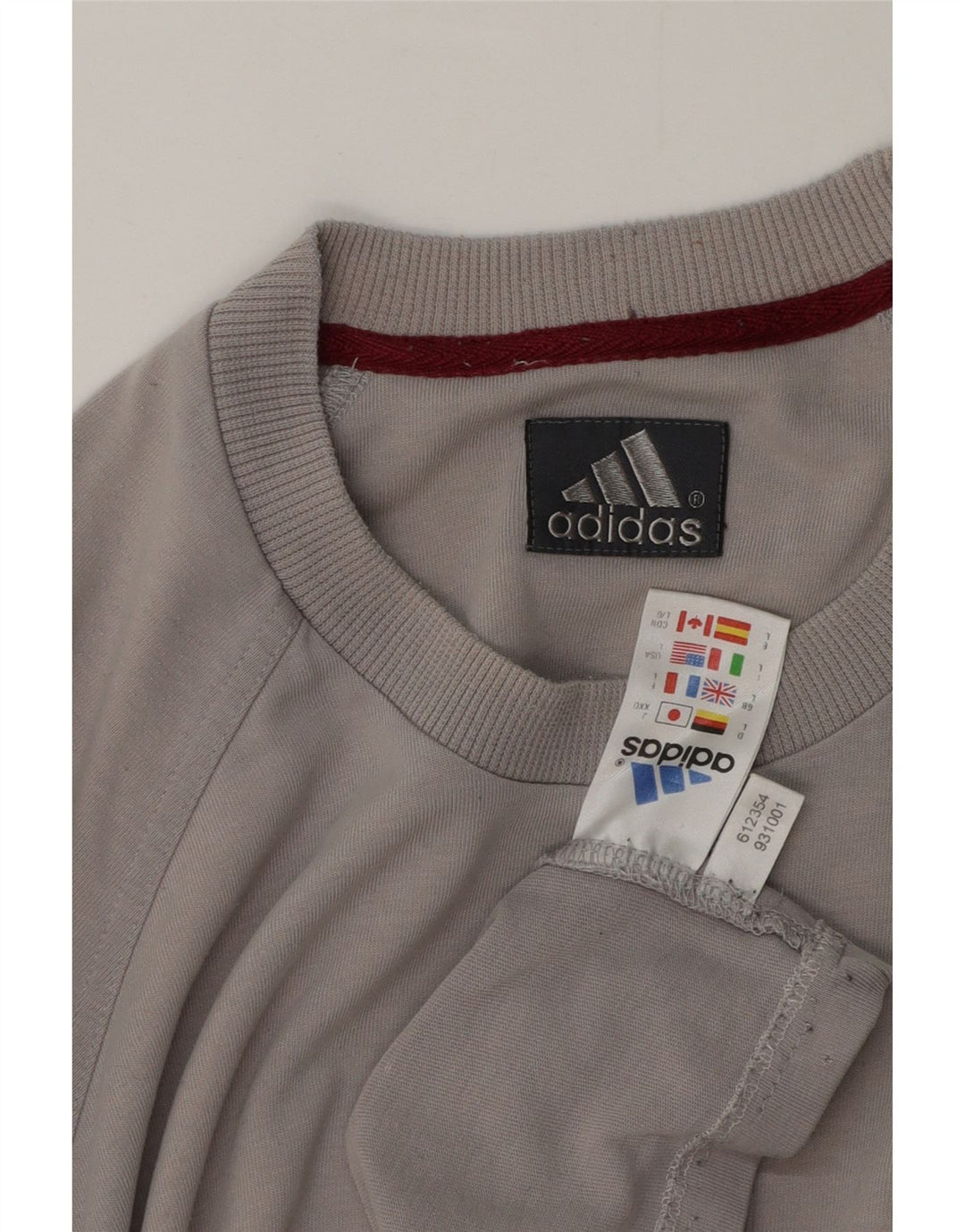 Adidas Mens Camiseta Top Grande Algodão Cinza