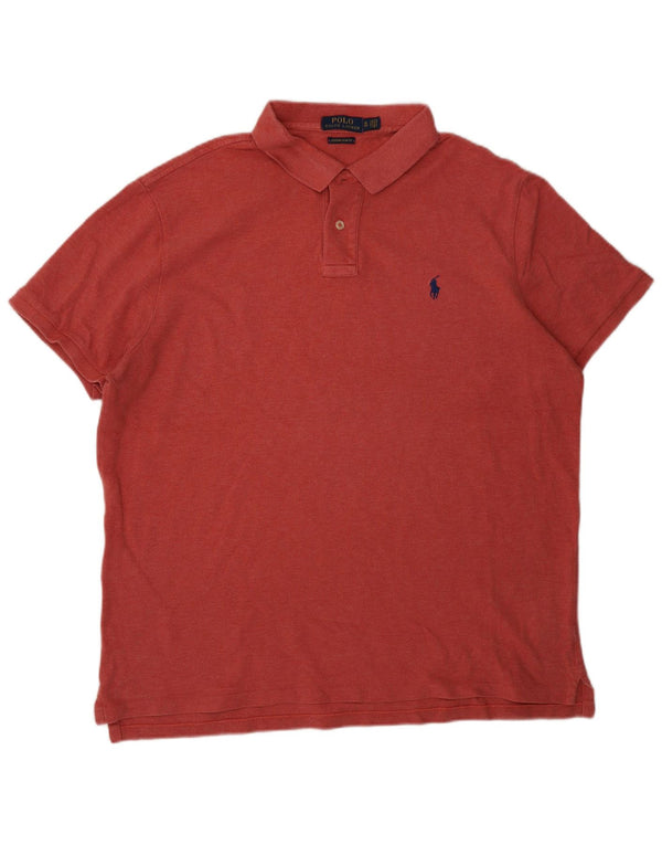 Polo Ralph Lauren Mens Custom Slim Fit Camisa XL Algodão Vermelho