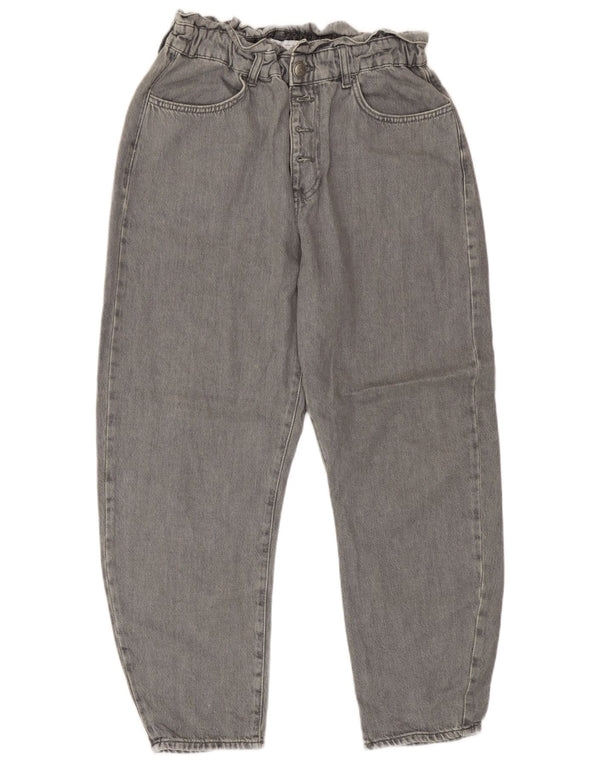 Calça jeans feminina Zara com corte solto e cintura alta UE 36 pequeno W28 L24 algodão cinza