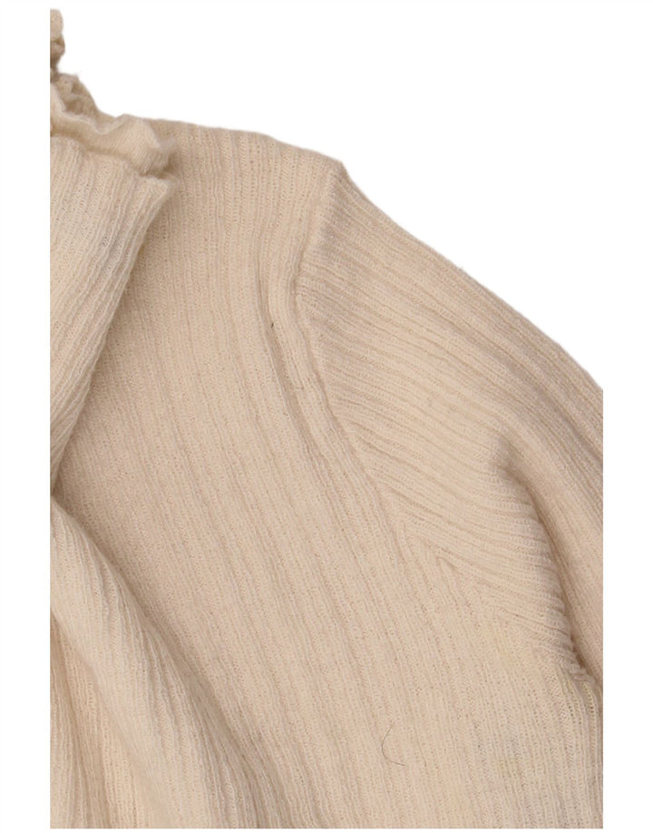 Suéter feminino Zara com gola tartaruga e gola redonda, tamanho 8, pequeno, branco, poliéster