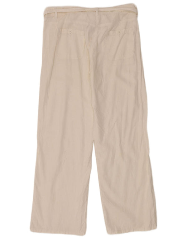 Calça feminina reta casual Marks & Spencer UK 14 grande W38 L30 branca