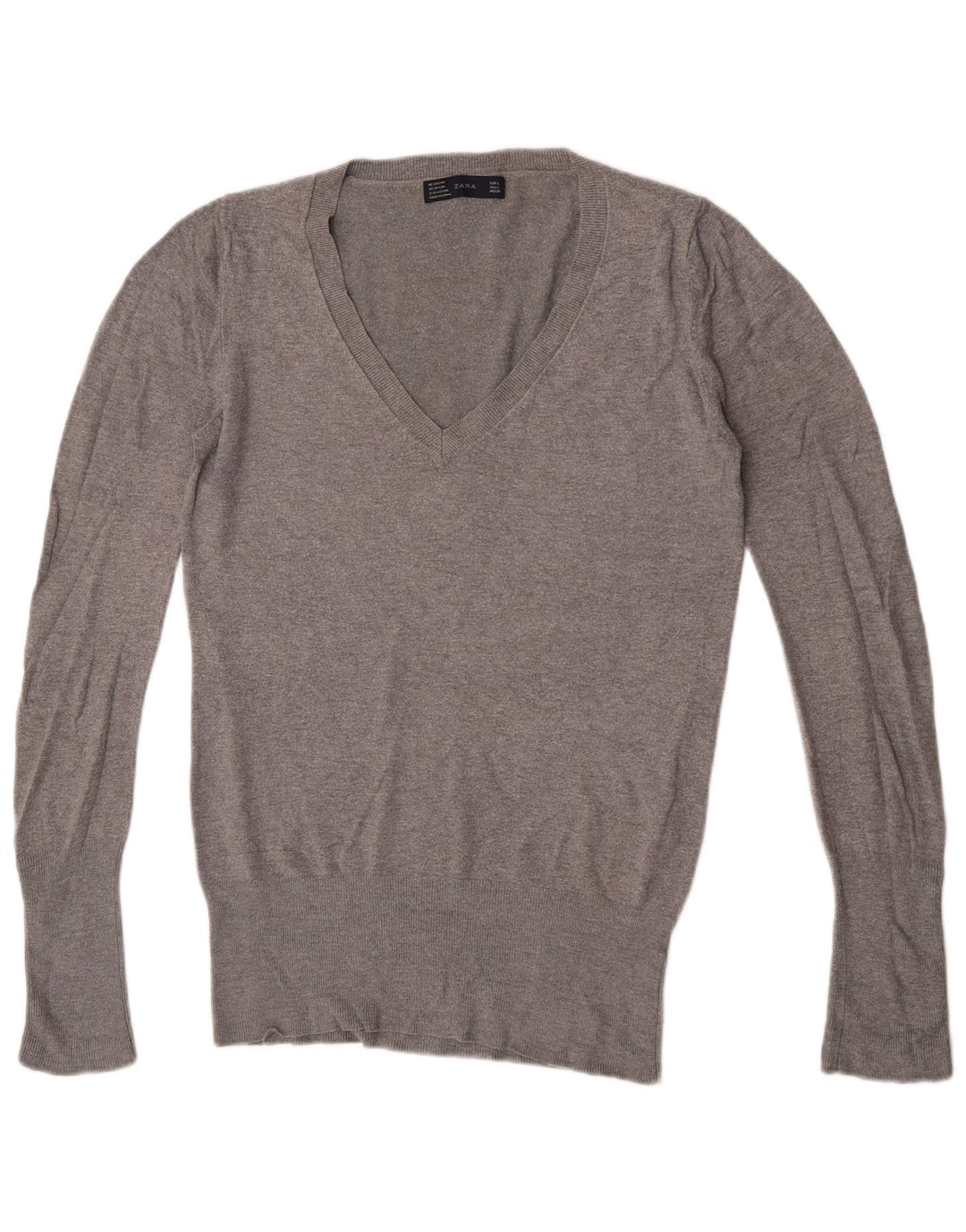 Suéter masculino Zara com decote em V grande rayon cinza manchado