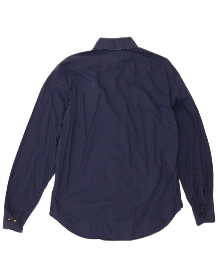 Camisa masculina ETRO Milano grande algodão azul marinho