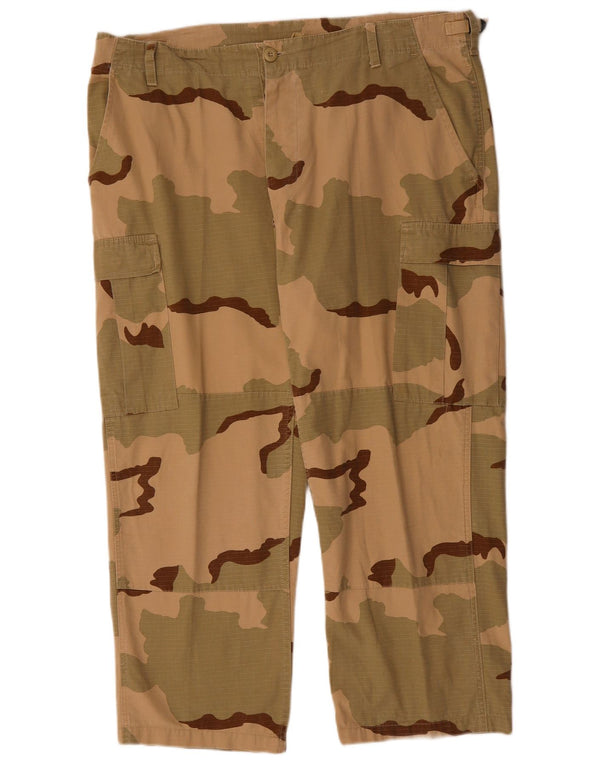 Calças cargo retas masculinas vintage XL W40 L27 algodão camuflado cáqui