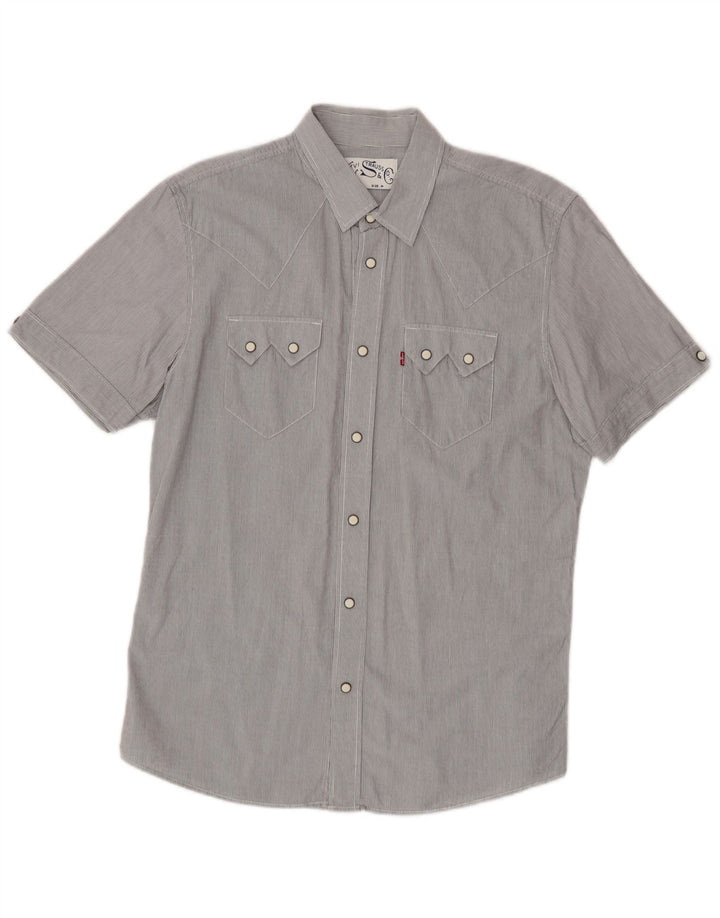 Camisa masculina de manga curta Levi's cinza médio algodão risca de giz