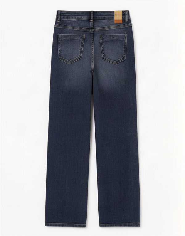 Zara Jeans feminino de cintura alta EU 34 2XS W24 L27 Azul marinho algodão