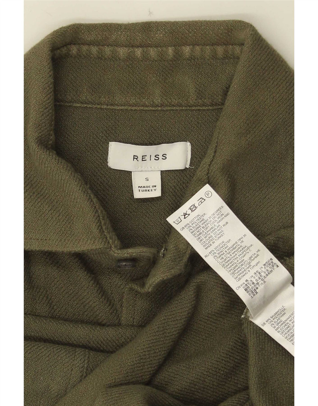 Camisa masculina Reiss pequena algodão cáqui