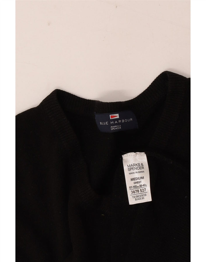Suéter masculino Marks & Spencer com decote em V Reino Unido 38/40 médio preto