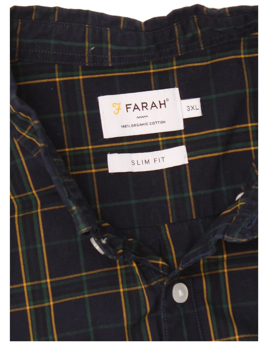Camisa masculina Farah Slim Fit 3XL algodão xadrez azul marinho