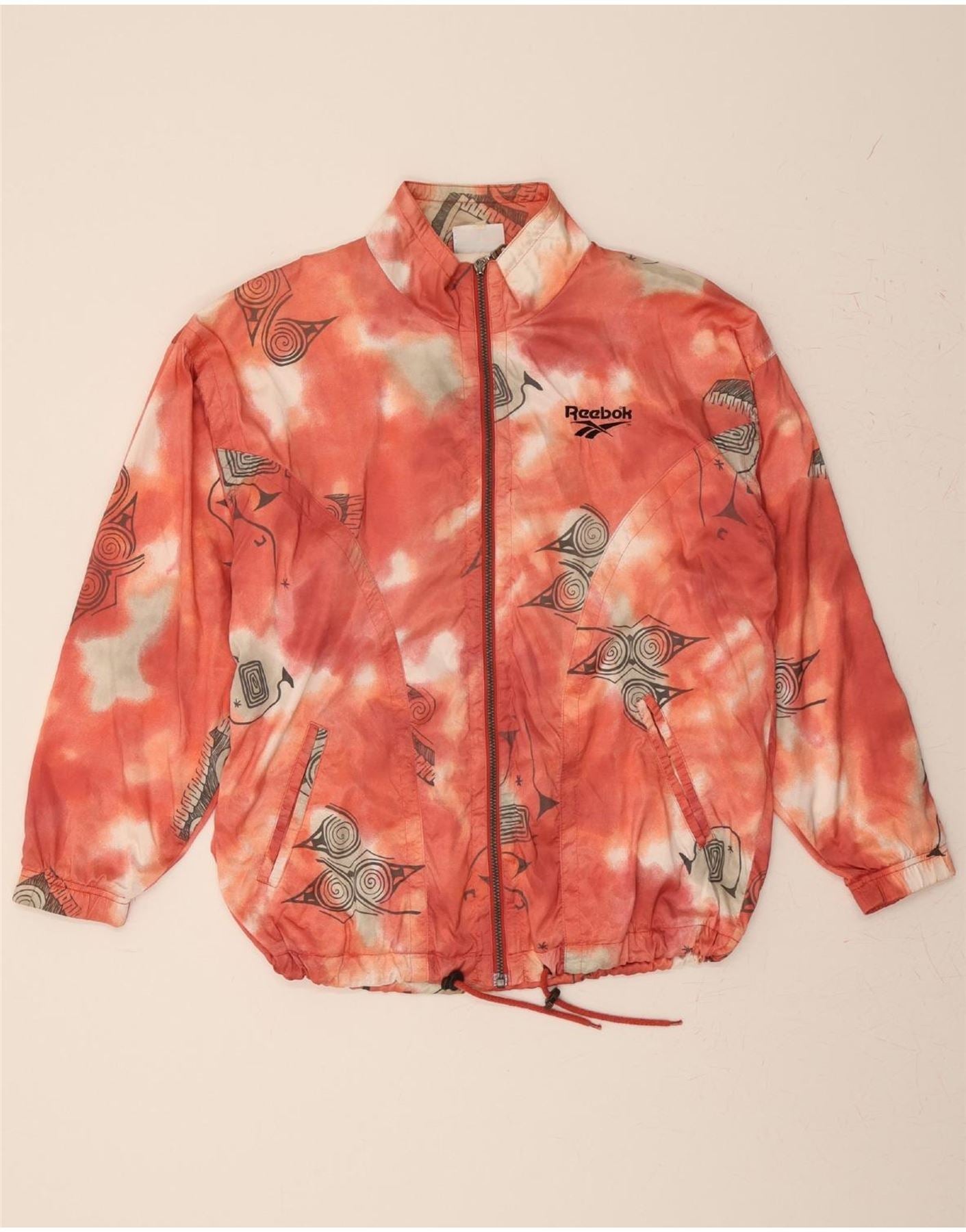 REEBOK Mens Rain Jacket UK 40 Large Orange Tie Dye Polyamide Vintage Reebok and Second-Hand Reebok from Messina Hembry 