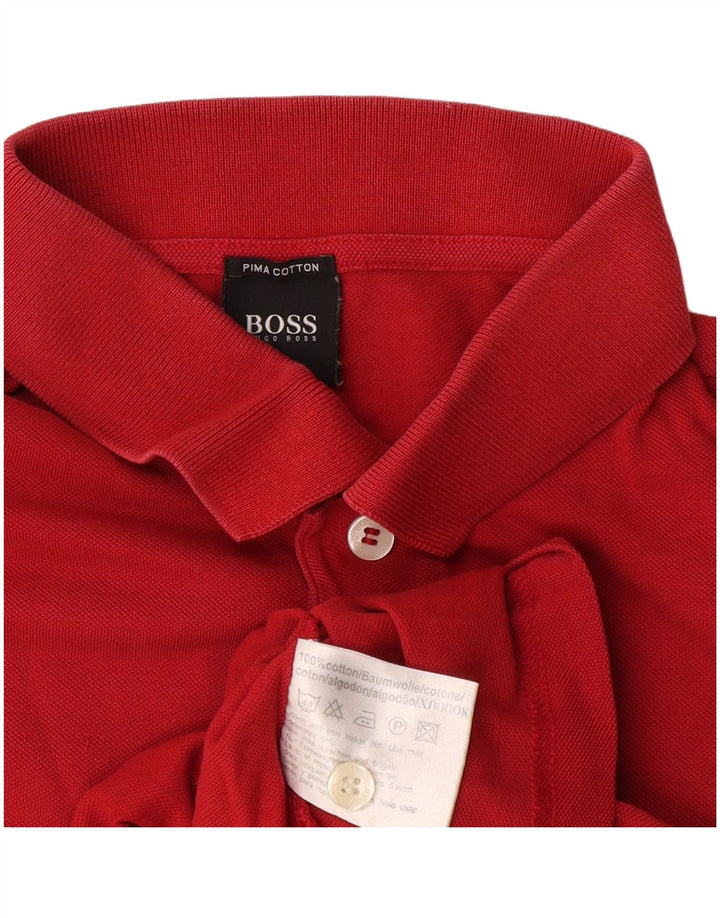 Camisa polo masculina Hugo Boss de algodão vermelho médio