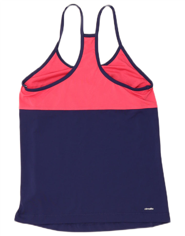 Adidas Feminino Climalite Vest Top UK 12/14 Médio Azul Marinho Colorblock