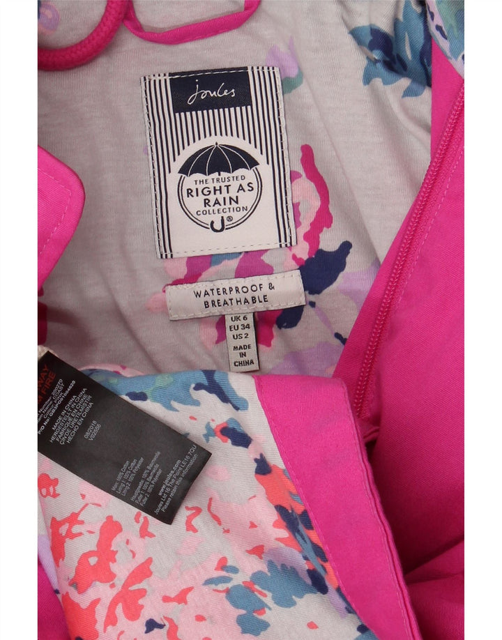 Jaqueta corta-vento feminina JOULES com capuz Reino Unido 6 algodão rosa pequeno
