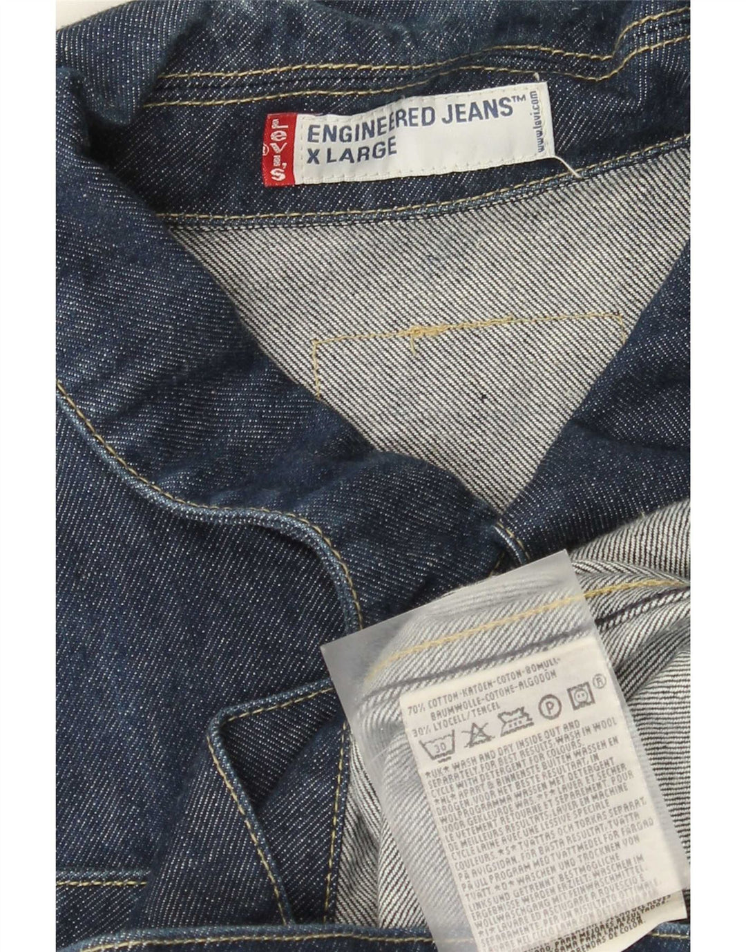 Jaqueta jeans feminina Levi's UK 42 XL azul marinho algodão