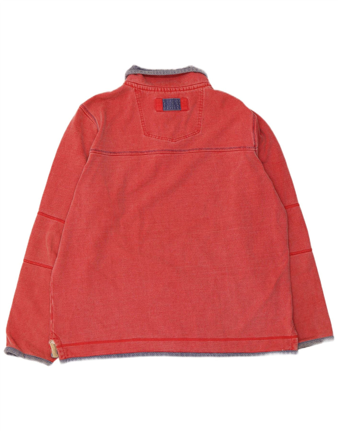 Fat Face Masculino Zip Neck Moletom Jumper Grande Algodão Vermelho