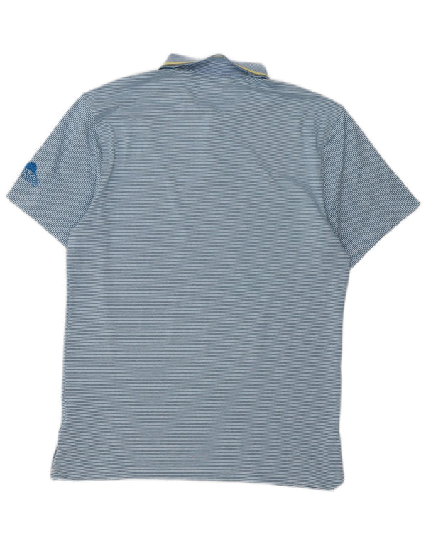 Camisa polo masculina Nike Dri Fit pequena listrada azul de poliéster