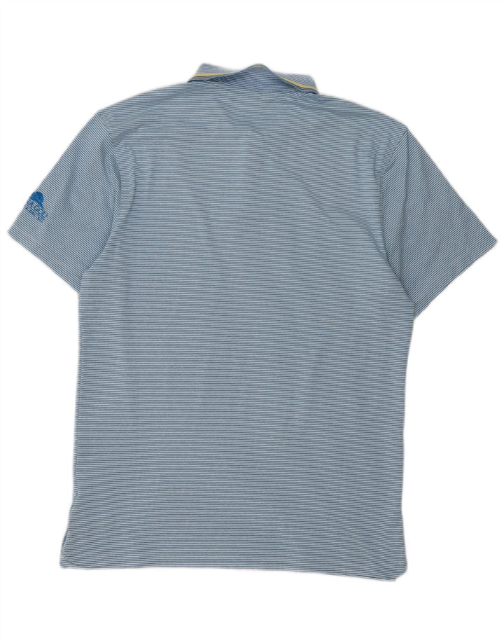 Camisa polo masculina Nike Dri Fit pequena listrada azul de poliéster