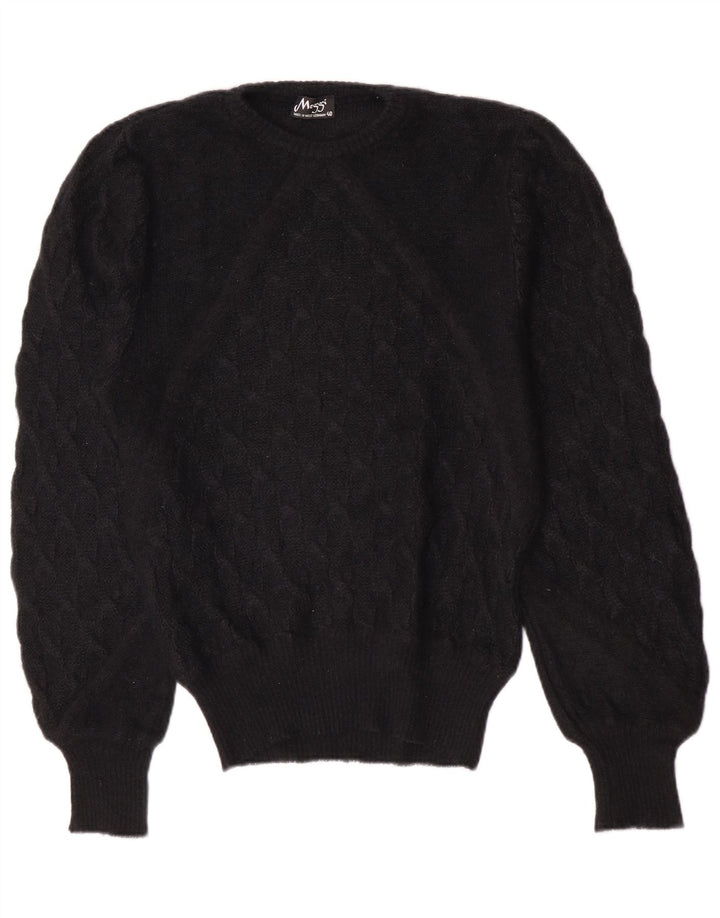 Suéter feminino Meggi com gola redonda EU 40 médio preto mohair