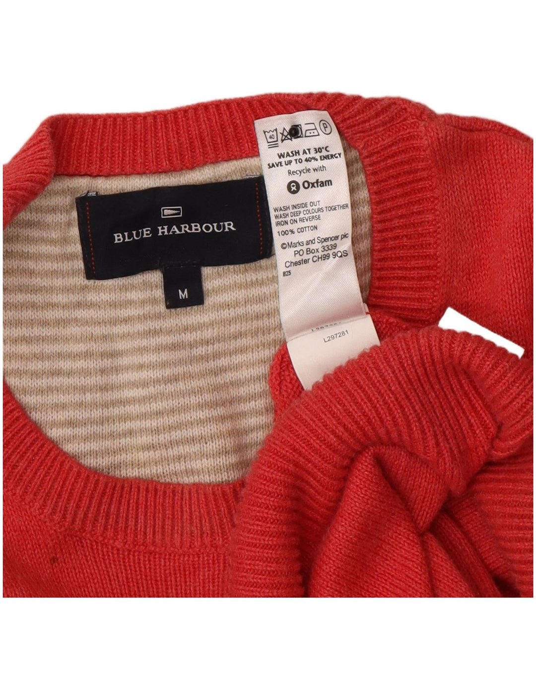 Suéter masculino Marks & Spencer Blue Harbor com gola redonda vermelho médio