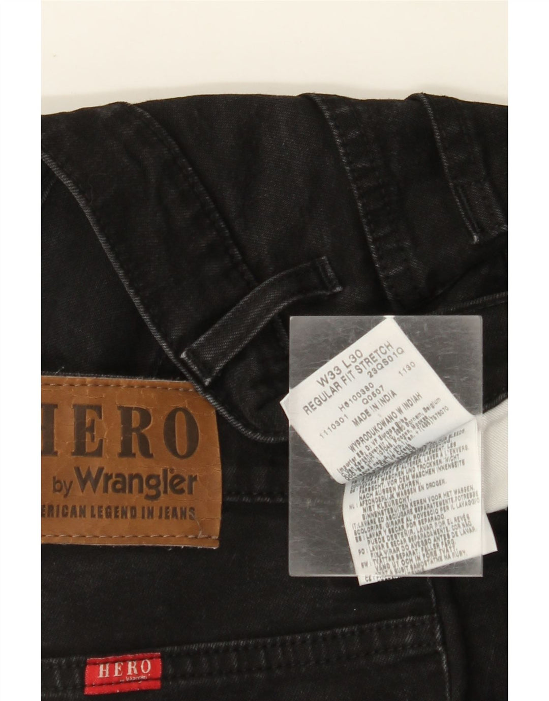WRANGLER Masculino Hero Regular Fit Jeans Reto W33 L30 Algodão Preto