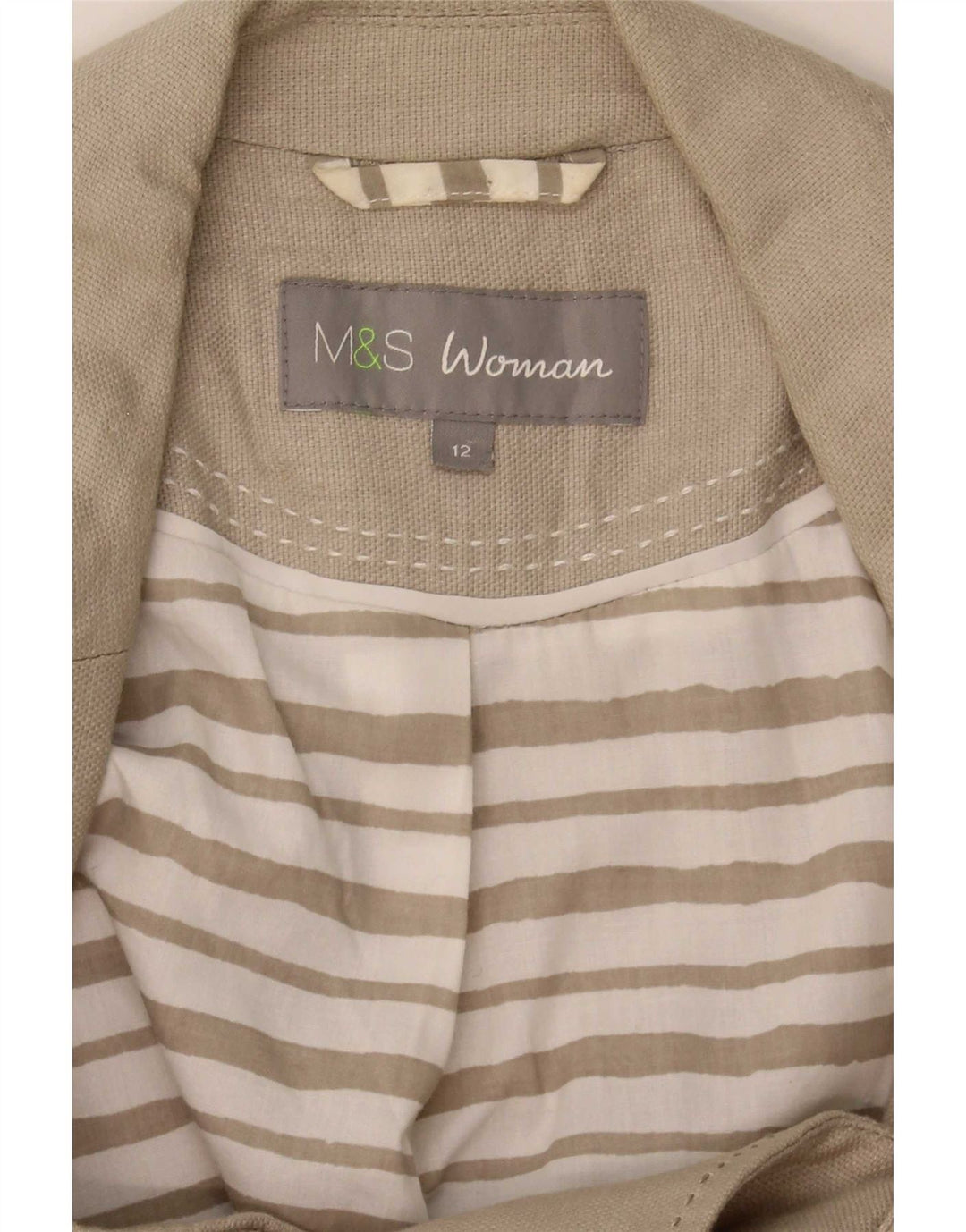 Jaqueta blazer feminina de 3 botões Marks & Spencer Reino Unido 12 médio bege