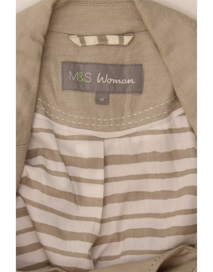 Jaqueta blazer feminina de 3 botões Marks & Spencer Reino Unido 12 médio bege