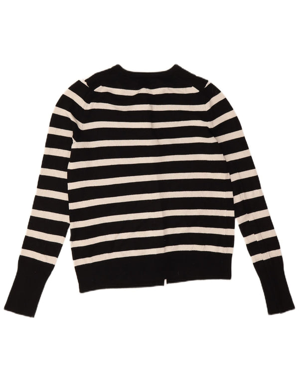 Suéter cardigã feminino Zara Reino Unido 10 viscose listrada preta pequena