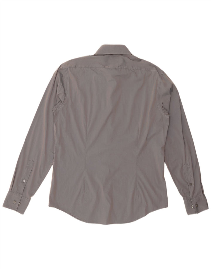 Camisa masculina CALVIN KLEIN Slim Fit tamanho 40 15 3/4 algodão cinza médio