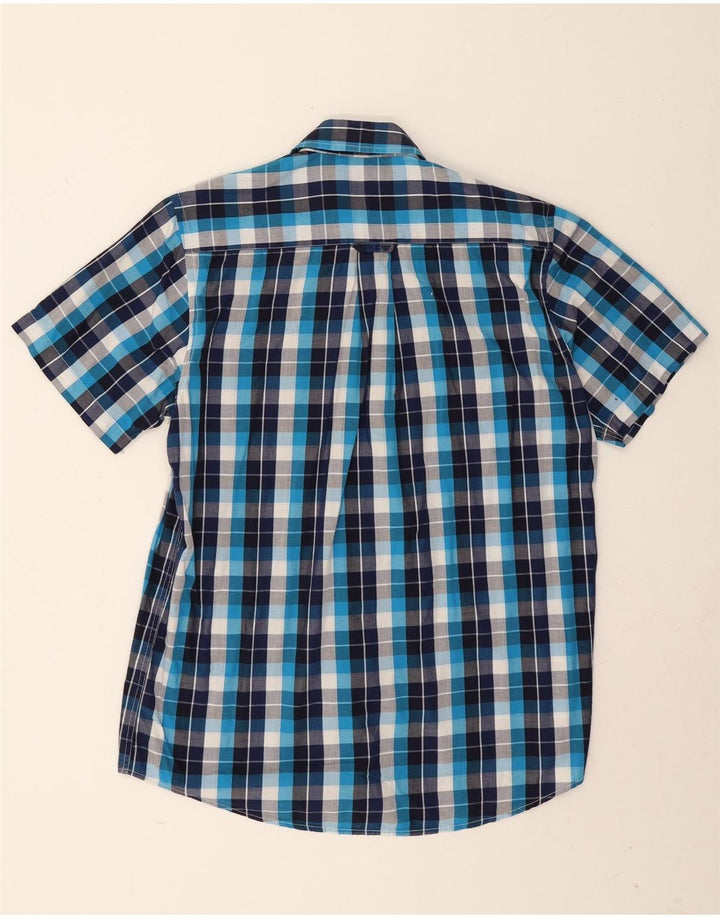 Crew Clothing Camisa masculina de manga curta clássica de ajuste médio xadrez azul marinho