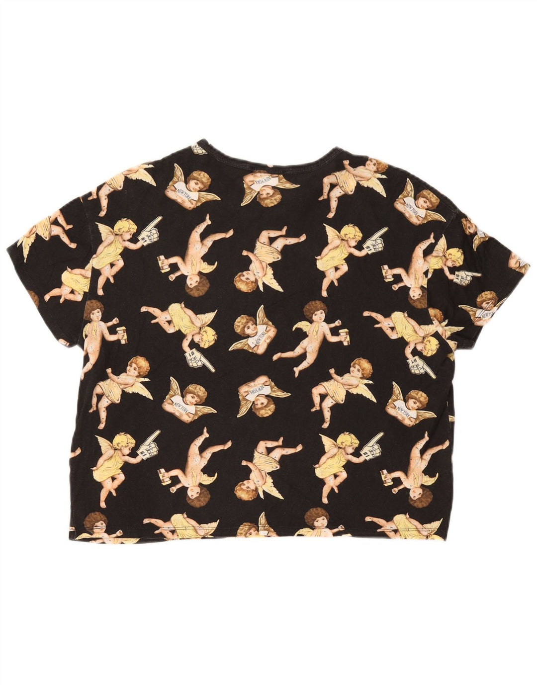 Camiseta feminina Zara com estampa gráfica UK 14 médio preto