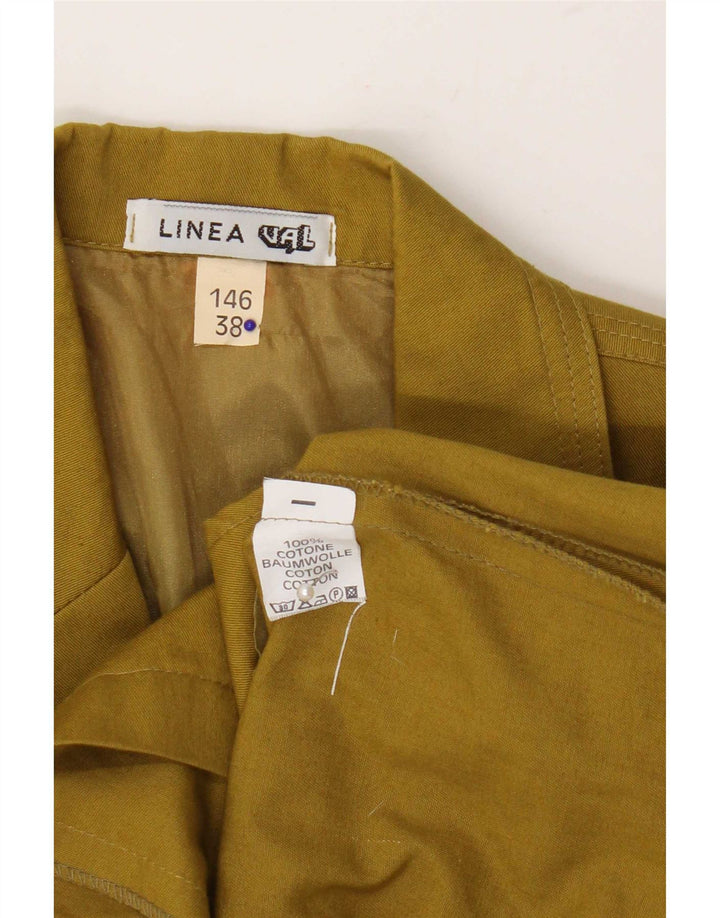 Jaqueta blazer feminina vintage manga 3/4 2 botões UE 38 algodão cáqui médio