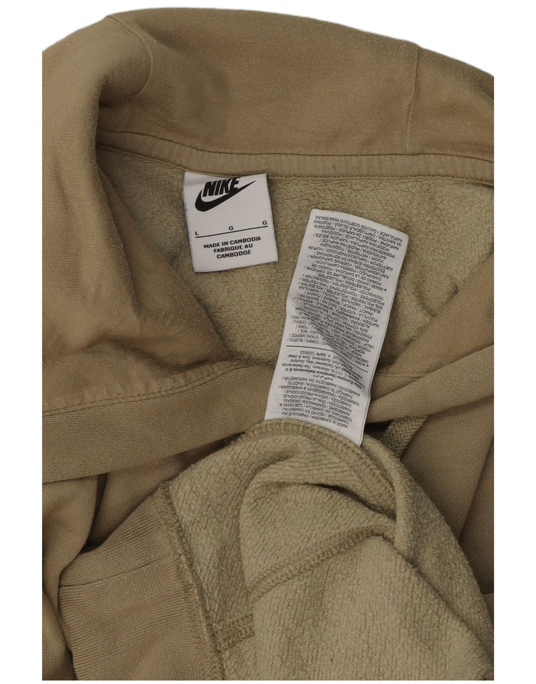 NIKE Mens Hoodie Jumper Grande Algodão Bege