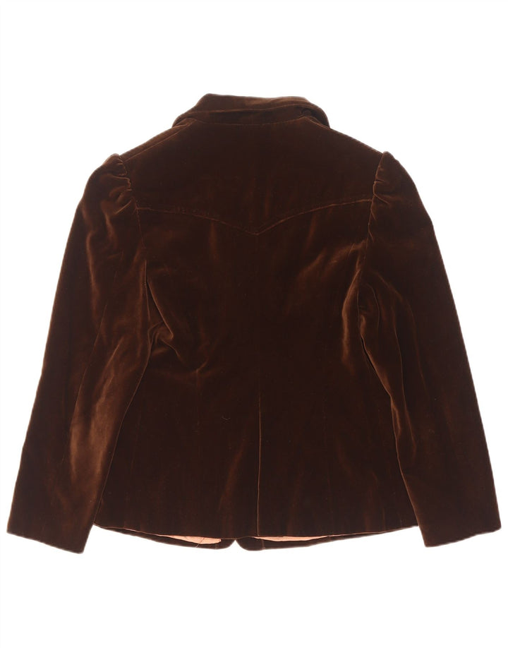 Jaqueta blazer feminina vintage de veludo Reino Unido 10 pequena marrom