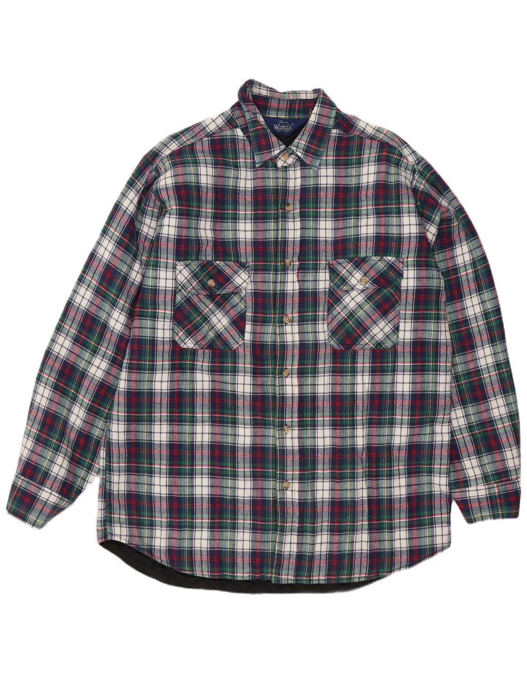 Camisa masculina de flanela WOOLRICH grande xadrez azul marinho
